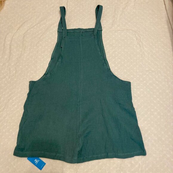 NWT, SZ L, Teal Cotton Crinkle Gauze Romper or Swim Cover Up - Picture 3 of 4